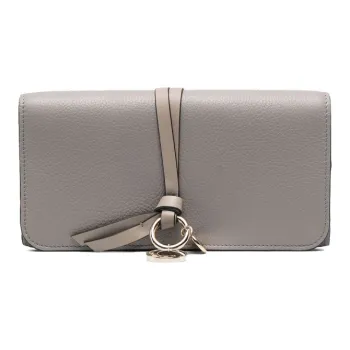 Chloe Grain Shinny Leather Wallet Women's Gray