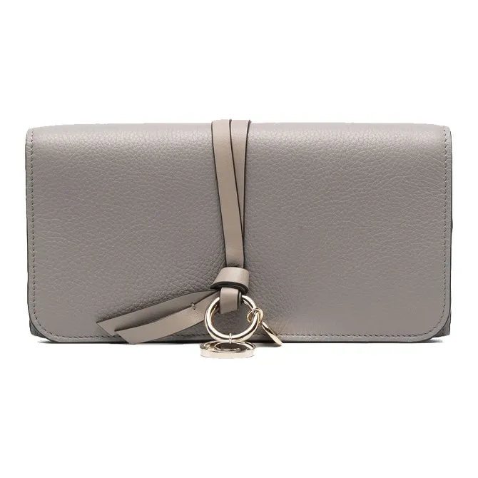 Chloe Grain Shinny Leather Wallet Women's Gray-0
