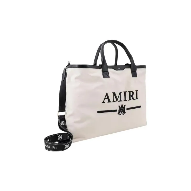 AMIRI Cotton With Calfskin Tote Bag Shopping Bag Handbag Regular Men's Beige-2