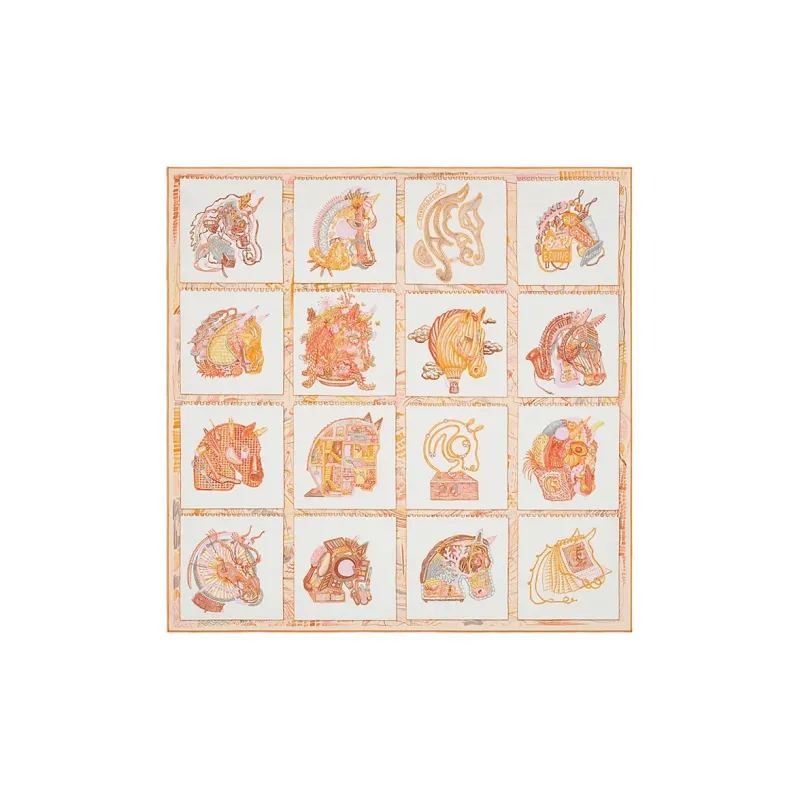 HERMES Chevaloscope Silk Scarves Unisex-0