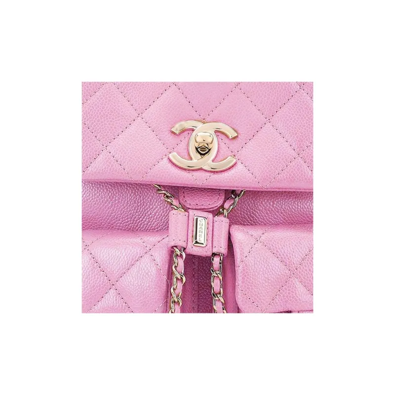 CHANEL Grain Litchi Grain Calfskin Backpack Medium Size Women's Pink-6