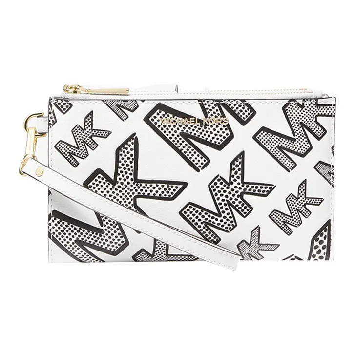 MICHAEL KORS Cow Leather Coin Purse Clutch Small Size Women's Black White-0