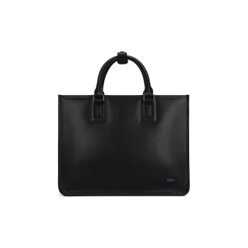BVP Cow Leather Crossbody Briefcase Men's Elegant Black