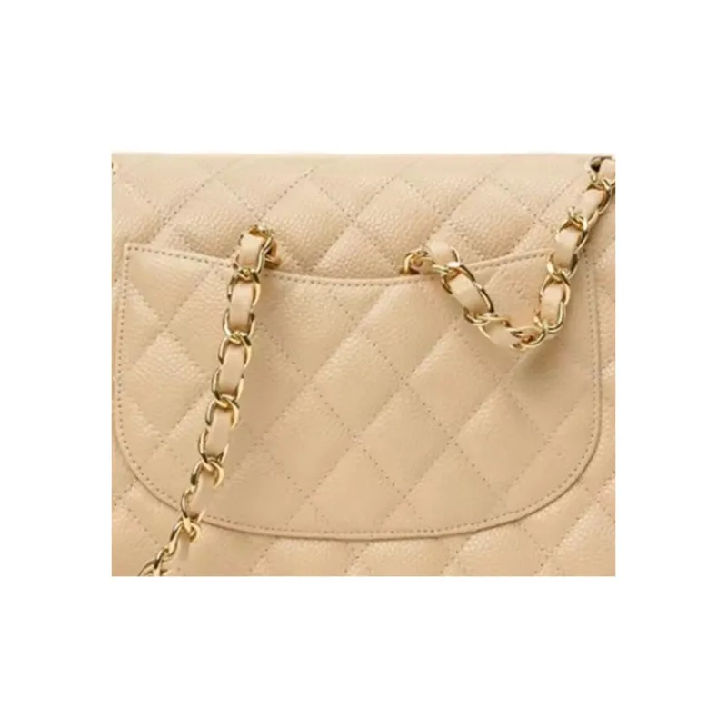 CHANEL Classic Flap CF Grain Calfskin Flap Bag, Shoulder Bag, Crossbody Bag Medium Size Women's Beige-2