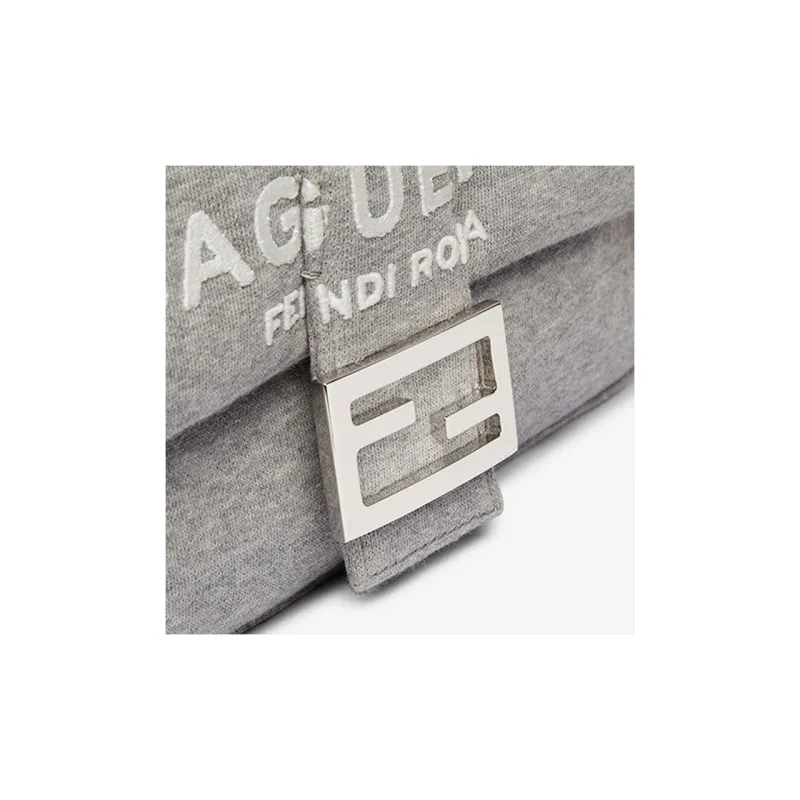 FENDI Marc Jacobs Collaboration Capsule Collection Baguette Polyester Shoulder Bag Crossbody Bag Handbag Men's Gray-4