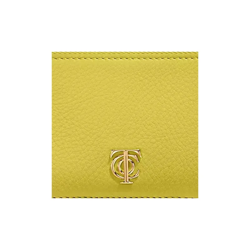 TIFFANY & CO. Leather Card Holder Women's Yellow Green-4