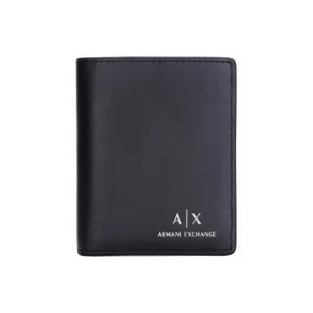 ARMANI EXCHANGEAE Cow Leather Patchwork With Fabric Wallet Men's Black