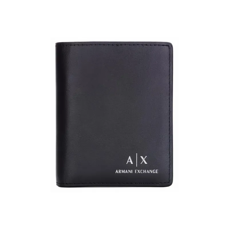 ARMANI EXCHANGEAE Cow Leather Patchwork With Fabric Wallet Men's Black-0