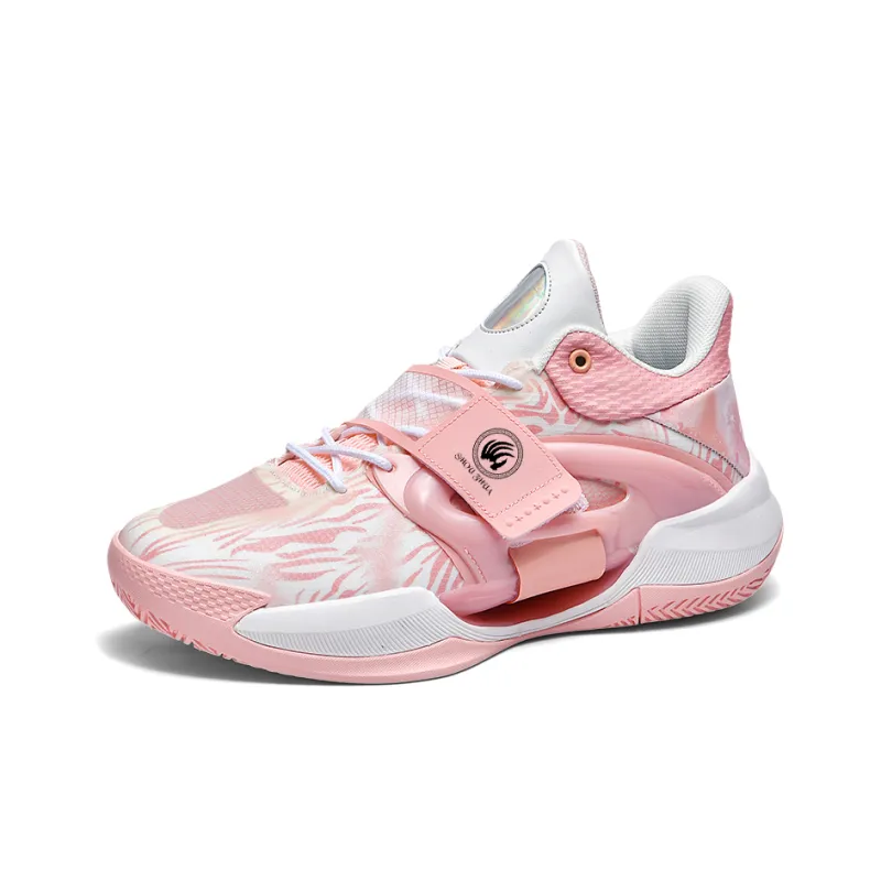 Animal Claws Slip Resistant Shock Absorbers Mid Top Basketball Shoes Unisex Pink-2