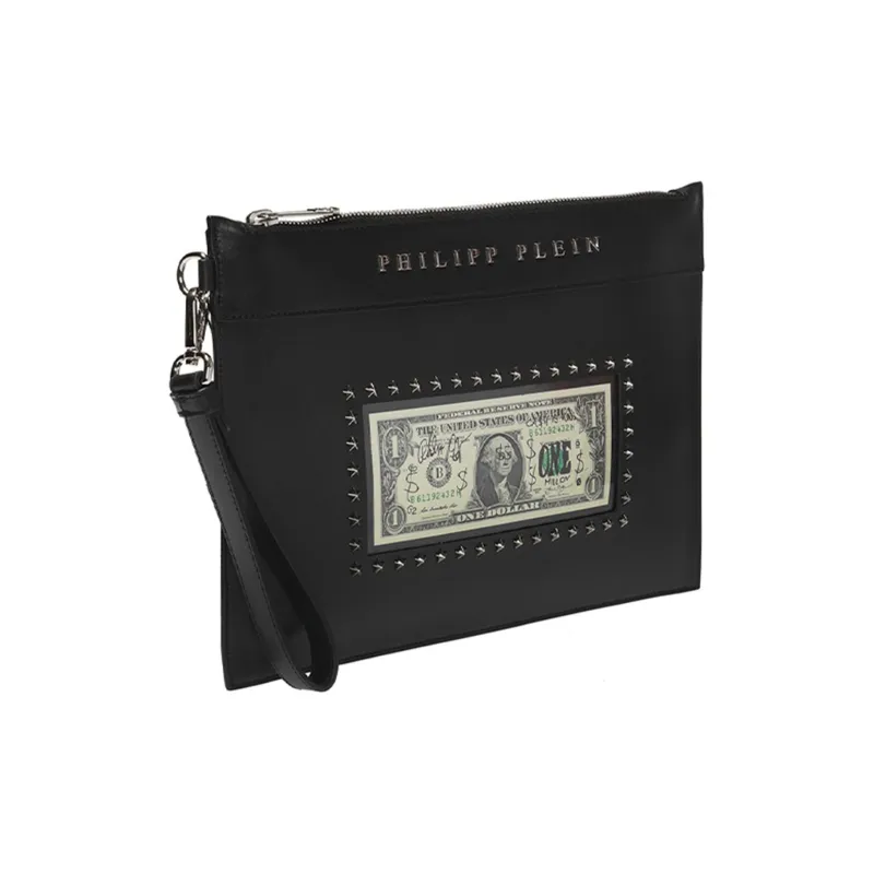 PHILIPP PLEIN Calfskin Clutch Regular Men's Black-1