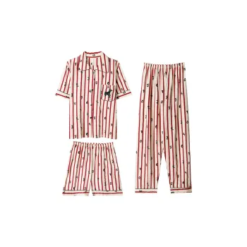 CAIHENGTONG Pajama Set Women's Red White Stripes