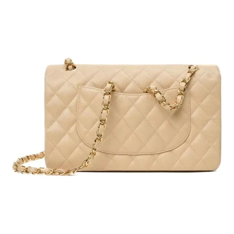 CHANEL Classic Flap CF Grain Calfskin Flap Bag, Shoulder Bag, Crossbody Bag Medium Size Women's Beige-1