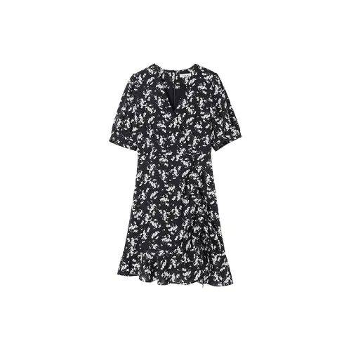 Mula Short-Sleeved Dresses Women's Black Floral Pattern