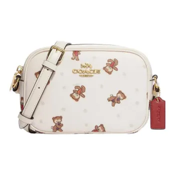 COACH Jamie Coated Canvas With Smooth Leather Camera Bag Shoulder Bag Crossbody Bag Mini Women's White