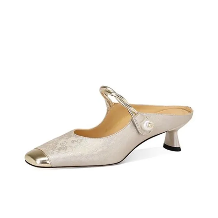 JESSICA SOPHIA Rubber Sole Metal Rhinestone Slide Slippers Women's-5