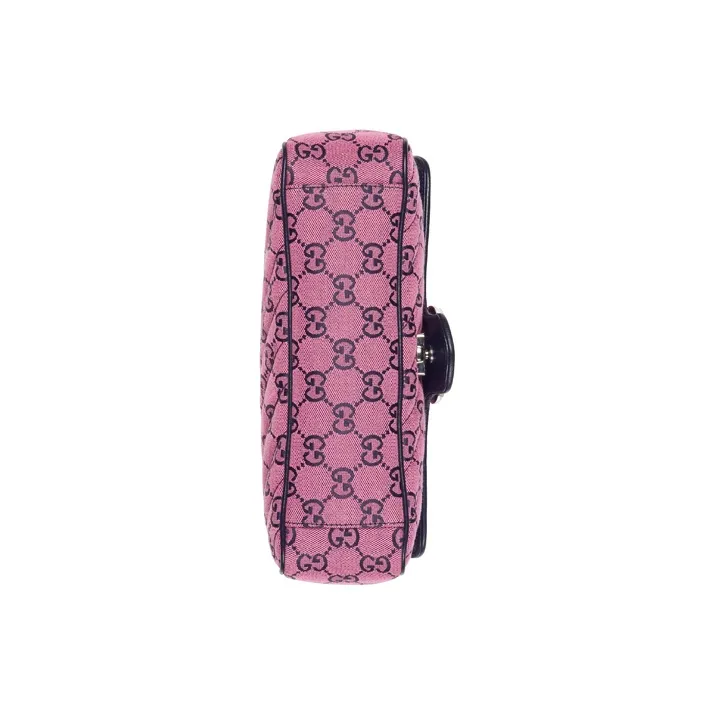 GUCCI GG Marmont Patchwork Canvas One Shoulder Canvas Bag Crossbody Bags Small Size Women's Pink/Dark Blue-6