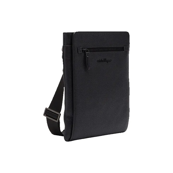 FERRAGAMO Cow Leather Messenger Bag, Shoulder Bag, Crossbody Bag Regular Men's Black-1