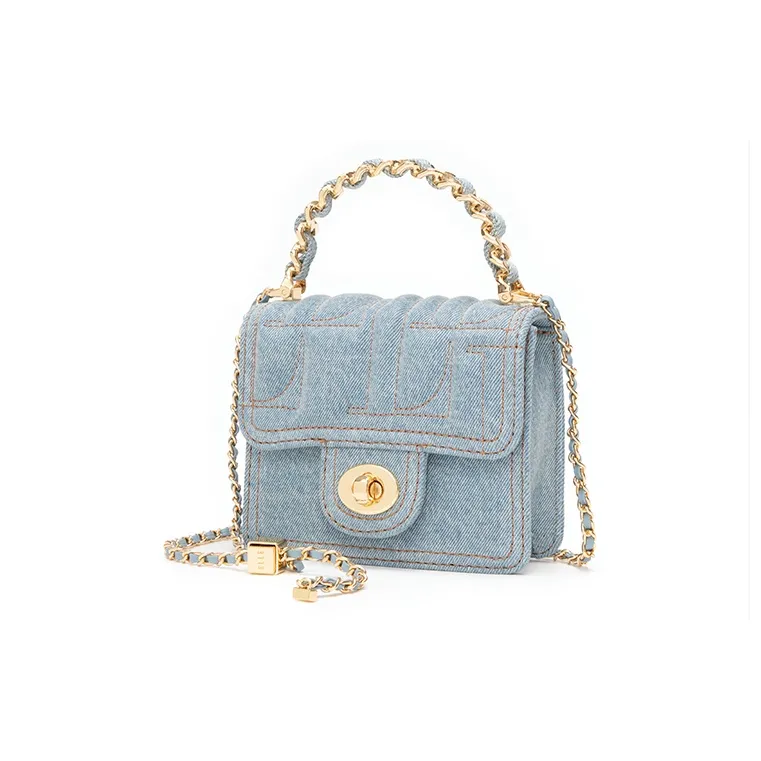 ELLE Fabric Crossbody Bag, Handbag Mini Women's Light Blue/Dark Gray/White-1