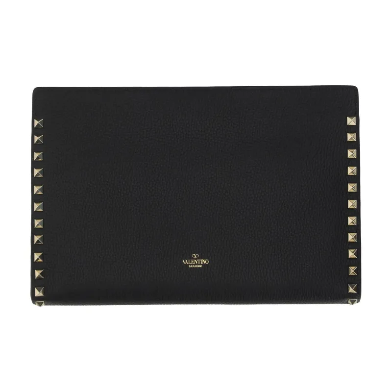 Valentino Calfskin Clutch Large Size Women's Black-3