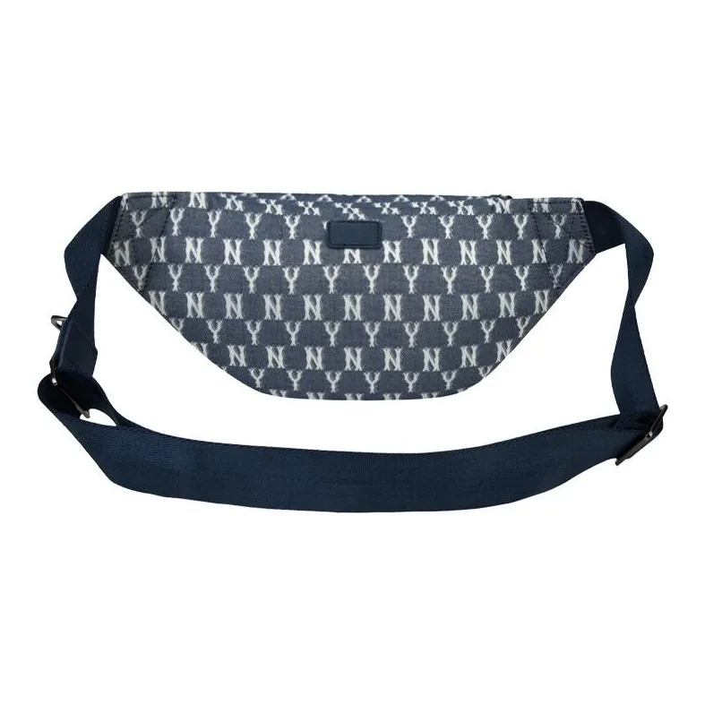 MLB Monogram Collection Denim Combo Bag One Shoulder Sling Bag Fanny Pack Regular Unisex Denim Denim Blue-3