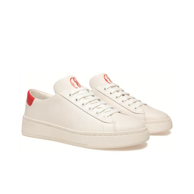 BALLY Low Top Skateboard Shoes Women's Beige White Red-3