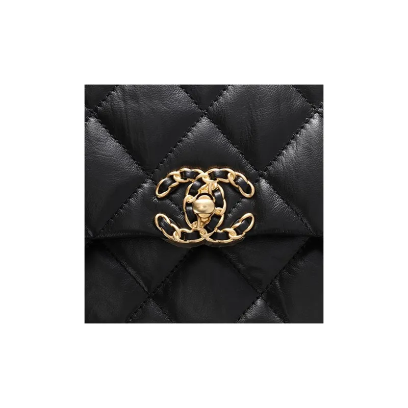 CHANEL Cow Leather Tofu Bag, Hobo Bag, Shoulder Bag, Crossbody Bag Women's Black-4