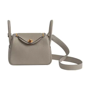 HERMES Lindy Clemence Bullock Leather Handbag, Shoulder Bag, Crossbody Bag Mini Women's 8L Beton Glacier White