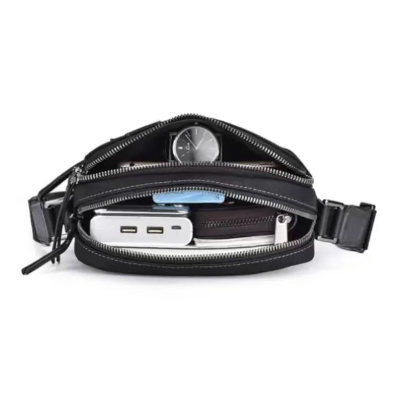 Hush Puppies Fabric Shoulder Bag, Crossbody Bag Medium Size Men's Black-4