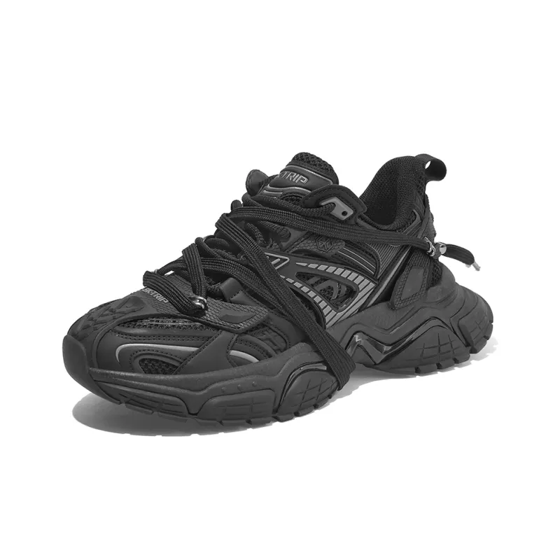 SK.TRIP Crossbow Series Chunky Sneakers Unisex Low Top Jet Black/Phantom Gray/Clear Azure Blue-2