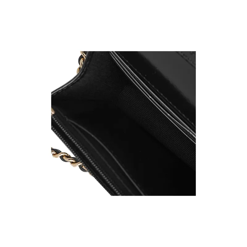 CHANEL Cow Leather One Shoulder Crossbody Clutch Women's Black-5