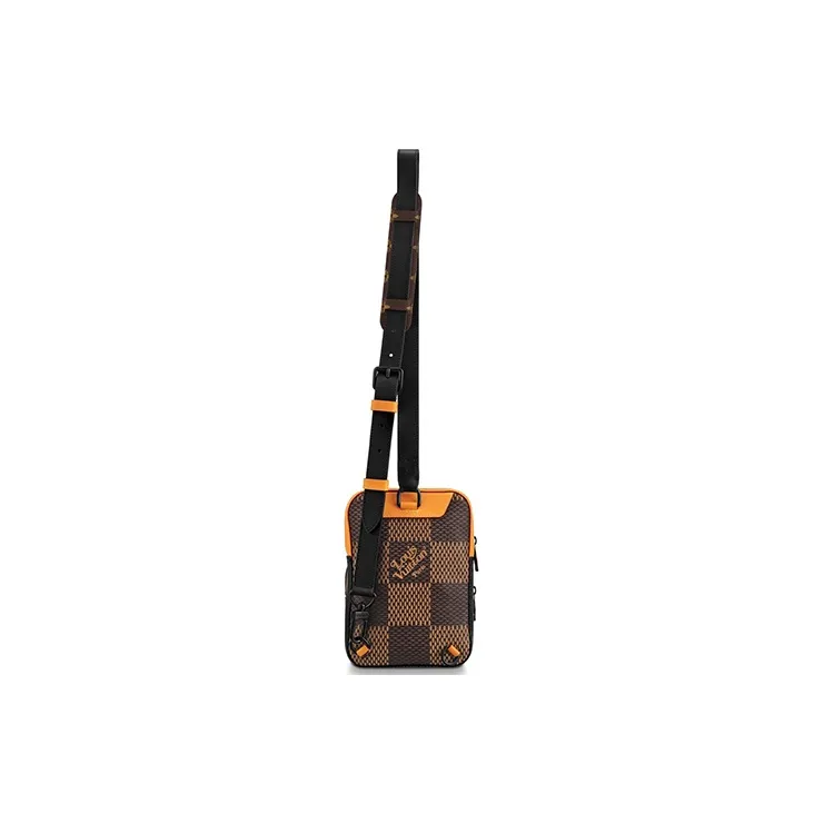 LOUIS VUITTON NIGO Collaboration Cow Leather With Coated Canvas Sling Bag Crossbody Bag Shoulder Bag Men's Brown-2