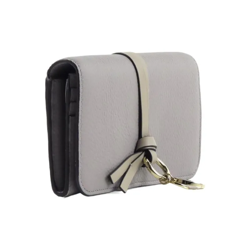 Chloe Grain Shinny Leather Wallet Women's Gray-2