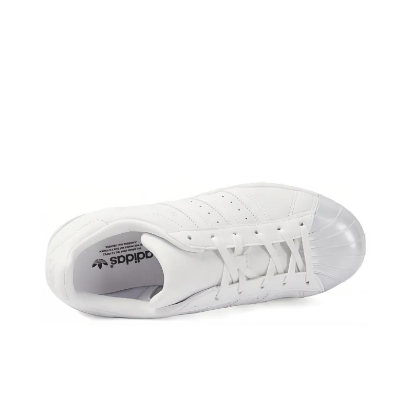 Adidas SUPERSTAR Non slip Lightweight Low Top Skateboard Shoes Women's White-3