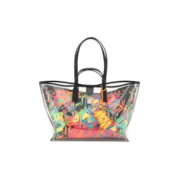 MCM Aren Nylon Tote Bag, Shopping Bag, Handbag, Shoulder Bag Medium Size Women's Transparent Multicolor