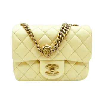 CHANEL Sheepskin Chain Bag, Shoulder Bag, Crossbody Bag Mini Women's Yellow