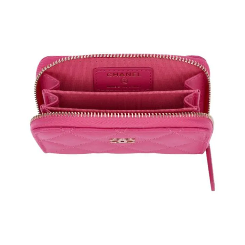 CHANEL Grain Bright Caviar Calfskin Coin Purse Women's Pink-2