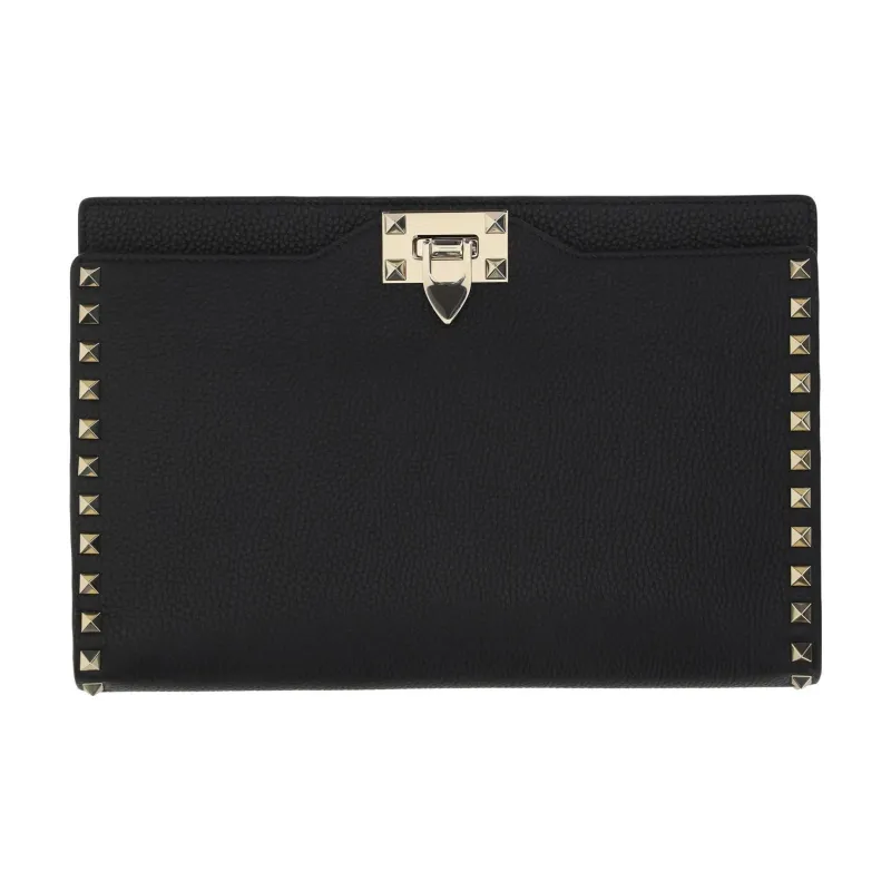 Valentino Calfskin Clutch Large Size Women's Black-0