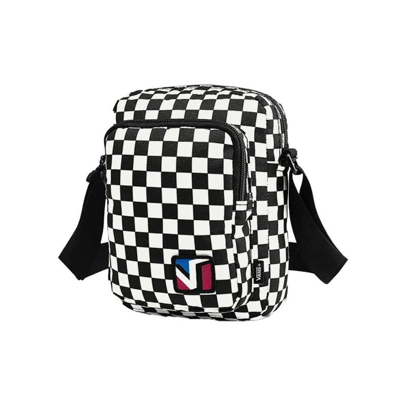 Vans Polyester Shoulder Bag Crossbody Bag Unisex Black White Plaid-0