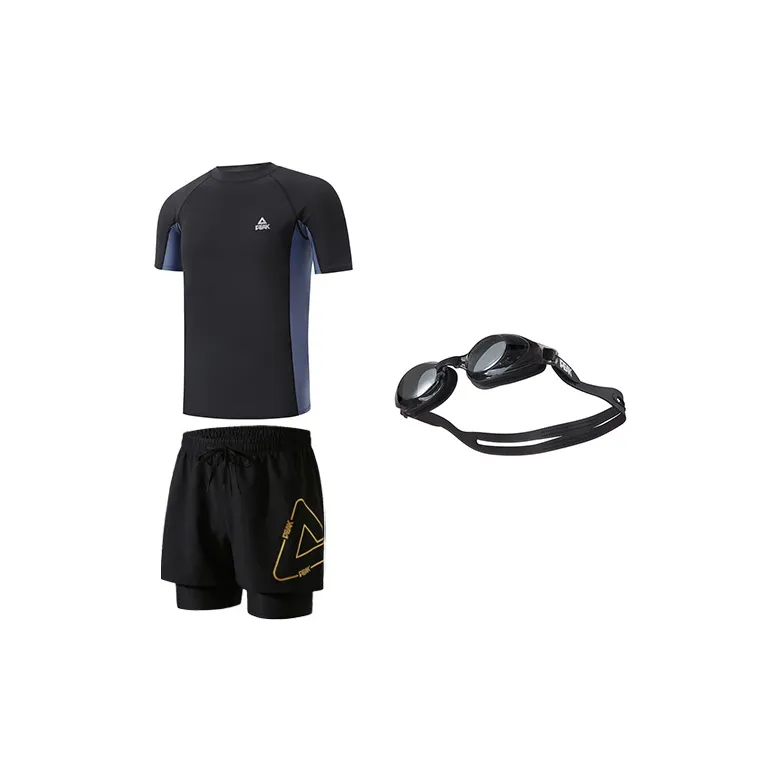 PEAK Swimming Sets Polyester Elastane Seaside Beach Vacation Outdoor Sports Casual Men's Black Blue-3