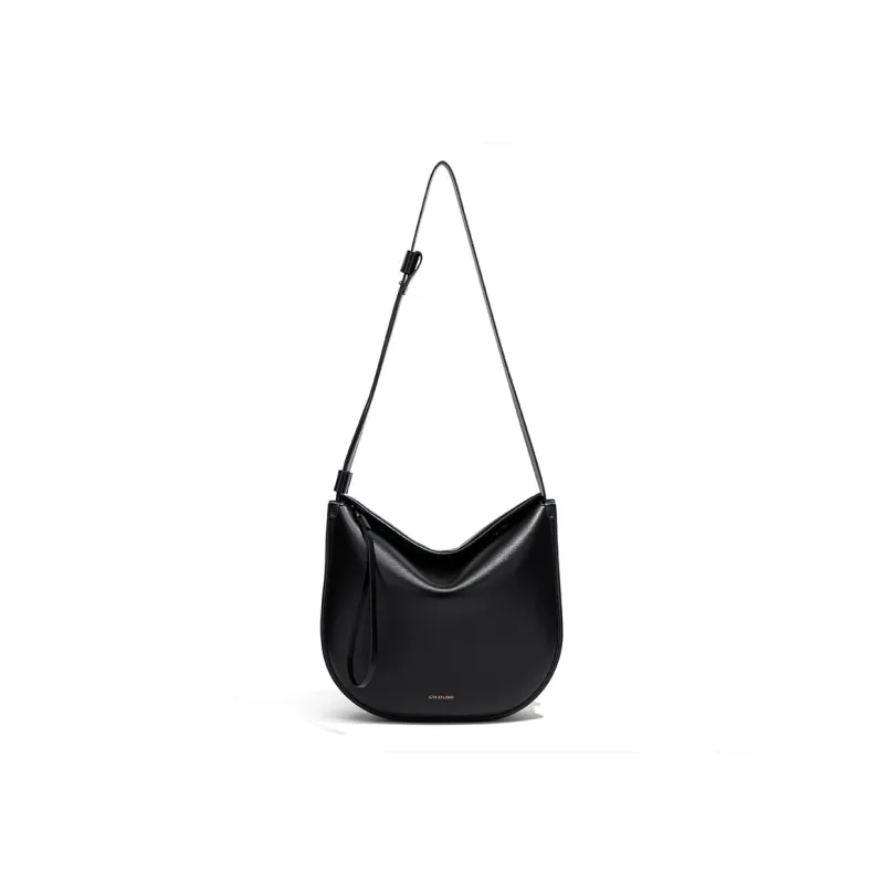 Tanita West Cow Leather Saddle Bag, Shoulder Bag Medium Size Women's Coffee/Black-6