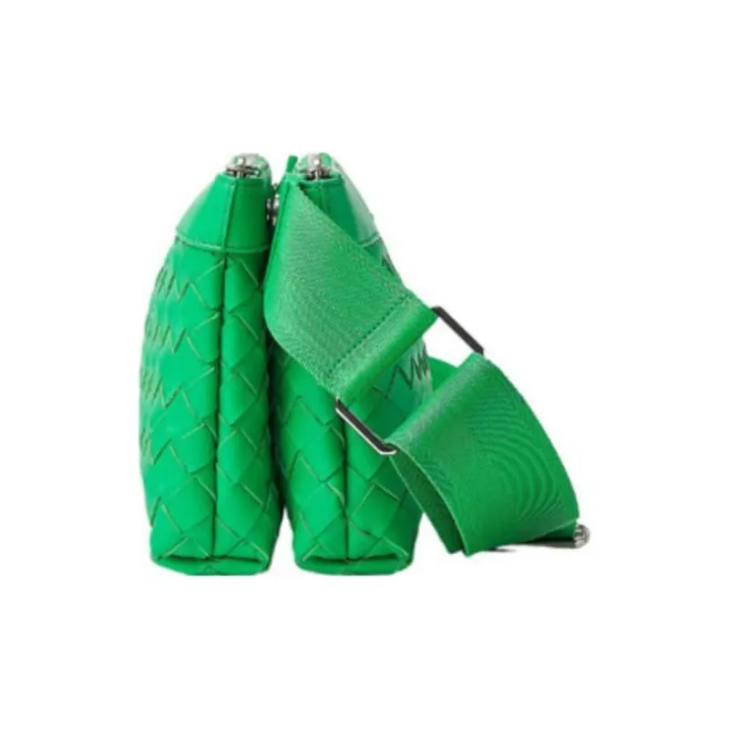 Bottega Veneta Cow Leather With Fabric Messenger Bag, Crossbody Bag, Shoulder Bag Men's Green-2