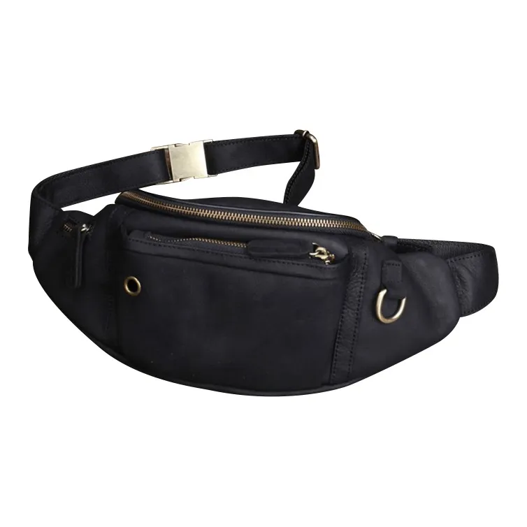 DOSRFINI Crazy Horse Leather Top Grain Cow Leather Sling Bag Men's-0