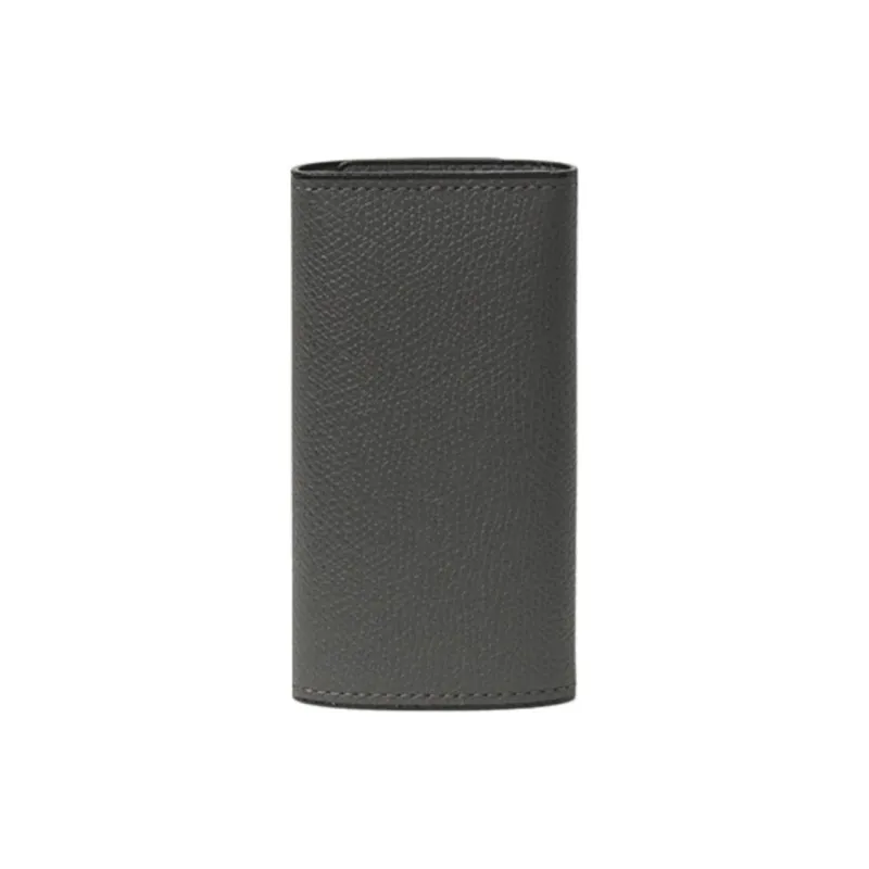 Valextra Leather Key Pouch Unisex Dark Gray-1