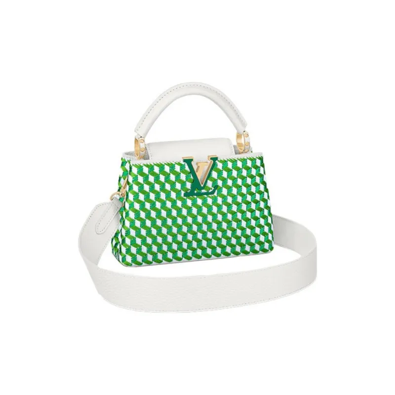 LOUIS VUITTON Capucines Taurillon Leather Embroidered Shoulder Bag Crossbody Bag Handbag Mini Women's Green-0