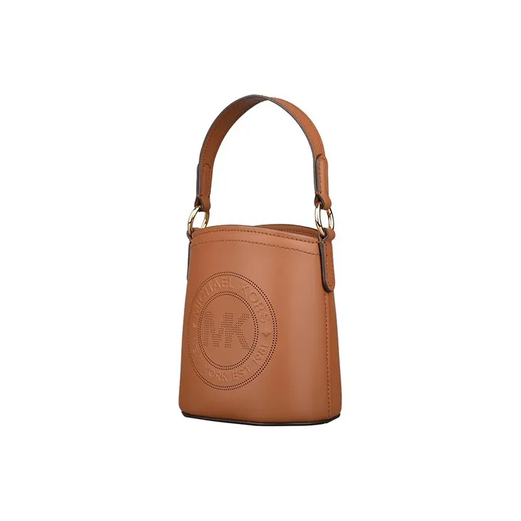 MICHAEL KORS Aidy Leather Bucket Bag Clutch Handbag Crossbody Bag Small Size Women's Brown-1