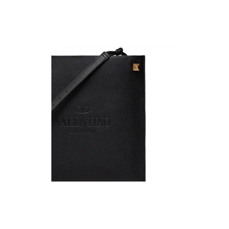 Valentino Calfskin Shoulder Bag Crossbody Bag Regular Men's Black-2