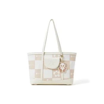 Miffy PU Handbag Tote Bag Shopping Bag Casual Shoulder Bag Women's Ecru/Brown