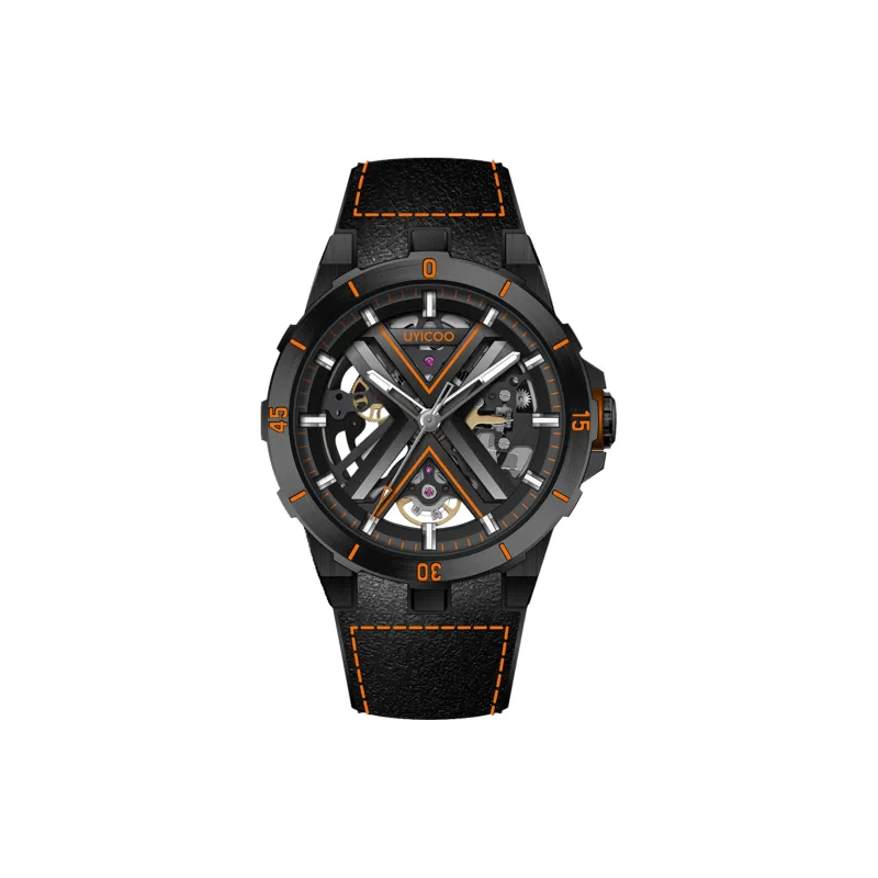 UYICOO Ronia Collection Black Warrior Wrist Watch Automatic Mechanical Movement Silicone Strap 43mm Black Dial Unisex-0