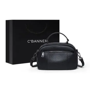 C°BANNER Cow Leather With Synthetic Leather Shoulder Bag, Crossbody Bag, Handbag Regular Women's Black