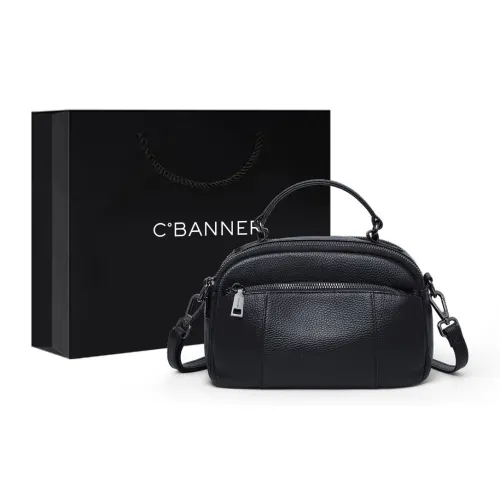 C°BANNER Cow Leather With Synthetic Leather Shoulder Bag, Crossbody Bag, Handbag Regular Women's Black
